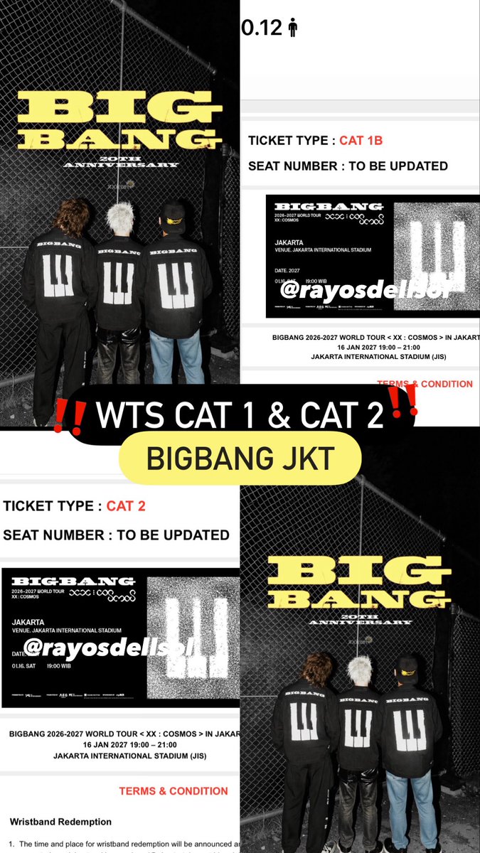 rayosdellsol's tweet photo. WTS BIGBANG JKT
CAT 1 - 1TIX
CAT 2 - 1TIX

DM FOR PRICE‼️

#wtsbigbangjkt #wts https://t.co/bwAweeFN9r