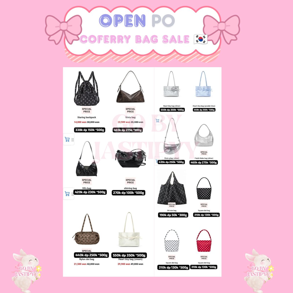 GobyJastipyy's tweet photo. [OPEN PO] COFERRY BAG SALE 🇰🇷

💸 in pict

✅️ est bersih ina
✅️ inc tax
❌️ exc pack &amp; adm oren
‼️ close tba 

Tags : wts wtb coferry bag sale https://t.co/cS88bbCmLG