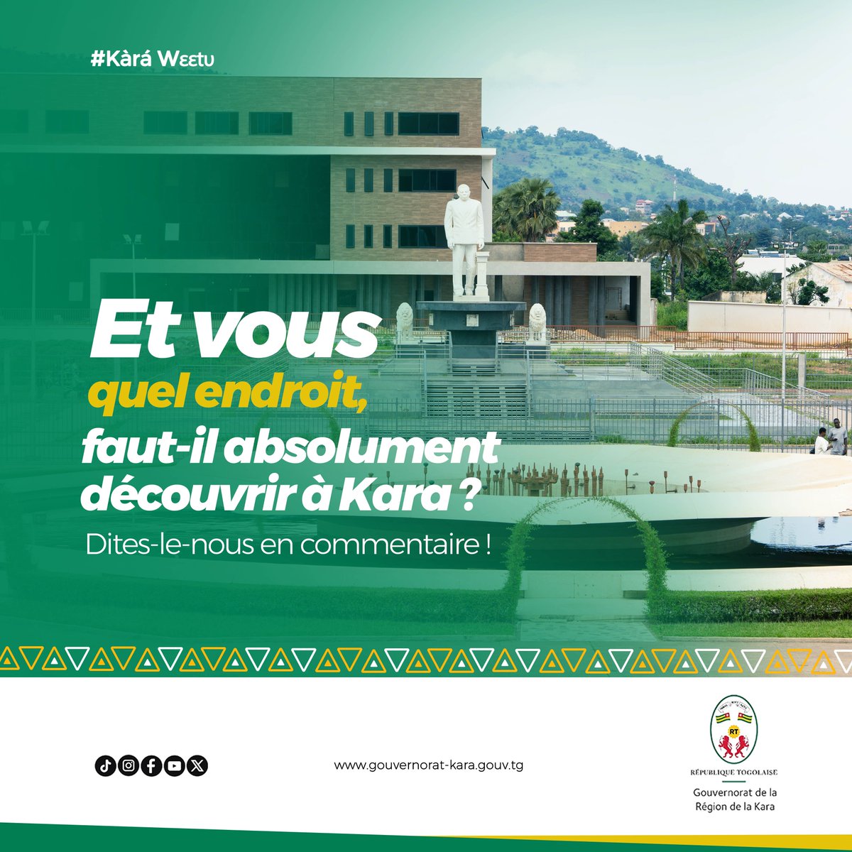 GouvKara's tweet photo. Et vous, quel autre lieu incontournable de Kara ajouteriez-vous à cette liste ?

#GouvernoratKara #RegionKara #Tourisme #KaraDécouverte https://t.co/HdRXZ6989y