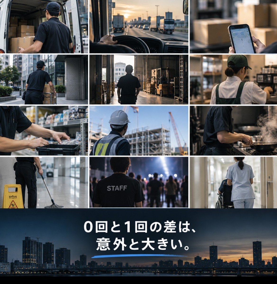 SAKAEDirector's tweet photo. 【0回と1回の差】

運送をやっていた頃、 自分は配達が特別早いわけではありませんでした。

ただ、いろんな案件を幅広くやった。

特にスポット案件は、 初めての場所、荷物、仕事内容ばかり。

たった1回でも経験すると、 その知識や感覚は意外と残る。

同じ運送でも、 やる案件が違えば、得られる経験も違う。

それなら、業界や仕事そのものが違えば、 もっと見えるものは増えると思う。

例えば、もし今自分が学生だったら、 タイミーのような働き方でいろんな業界に触れてみたいと思っている。

合う、合わないも含めて、 1回やって初めて分かることがある。

1回だけじゃ大して変わらないでしょ！と思われるかもしれませんが、0回と1回の差は、意外と大きい。

明日も安全にお過ごしください😊