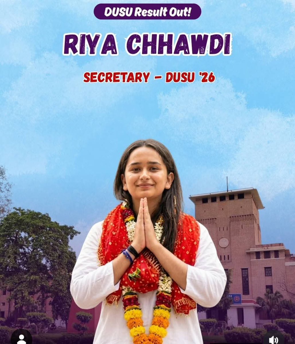 Mukundshahi73's tweet photo. #Breaking #DusuResult
ABVP won three seats in the DUSU elections, an independent candidate secured the vice-president's post, and NSUI failed to open its account. #NSUI #ABVP #BJP #DUElection #Result #Congress #Viral #student #union https://t.co/0LKrClx02j