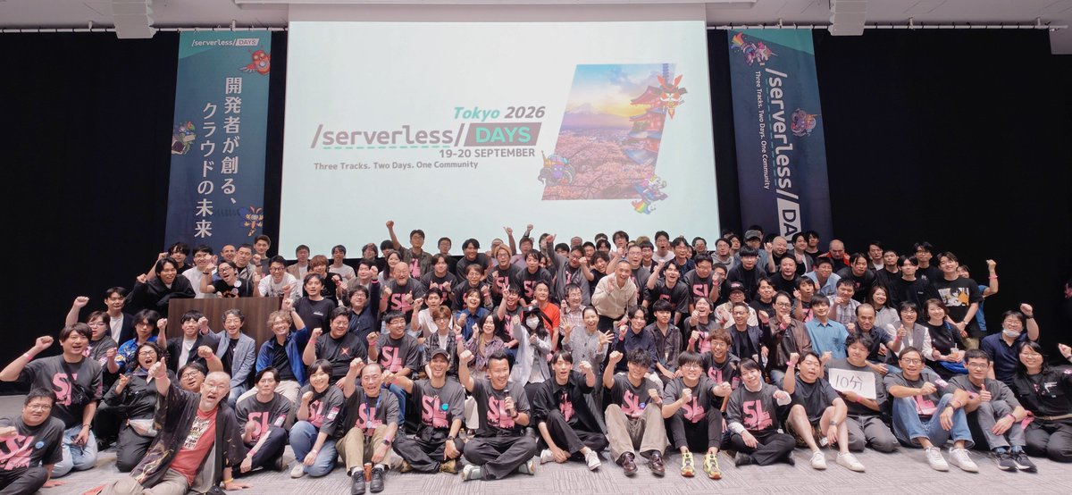 serverlessjp's tweet photo. 📸 ServerlessDays Tokyo 2026 Day 1、全てのセッションが終了しました！！！👏

ご参加いただいた皆さま、登壇者の皆さま、スポンサーの皆さま、そして運営を支えてくださったスタッフの皆さま、本当にありがとうございました！

朝から最後まで、たくさんのServerlessへの熱量にあふれたロックな1日になりました🔥

そして明日はDay 2！
ハンズオンワークショップで、引き続きServerlessにどっぷり浸かっていきましょう🙌

#serverlessjp