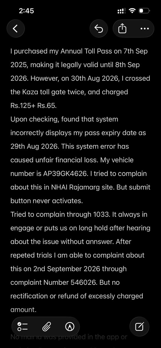 nagasudhakark's tweet photo. @NHAI_Official @nitin_gadkari

Dear NHAI
Here is a Lapse in Anual Toll Pass implementation and lacuna in rectification mechanism. Please Check and rectify https://t.co/V0e32pF25T