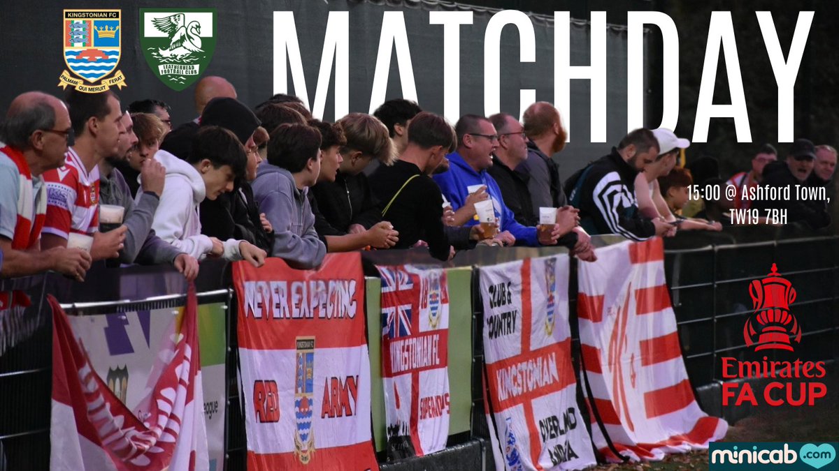 KingstonianFC's tweet photo. 🏆 MATCHDAY!

We’re at home this afternoon as we welcome @LeatherheadFC to @ashfordtownmx Robert Parker Stadium

⏰ 3:00pm
📍 Robert Parker Stadium
🎟️ ADMISSION
Adults £12
Seniors / Students / Carers £8
Ages 5–16 £1
Under 5s FREE

See you there! 🇦🇹

#KingstonianFC #FACup https://t.co/FedlNS75fR