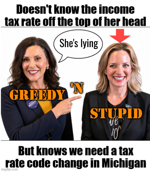 FarmBoyJeff1's tweet photo. What do you get with a pair of flaming a.holes?

@GovWhitmer  and @JocelynBenson 

They don't feel the pain of Michigan families
Your pain is their pleasure as they spend your money

International trips, data center kickbacks, China bribes .....shall I go on?

Please repost often https://t.co/ilevZvwAKn