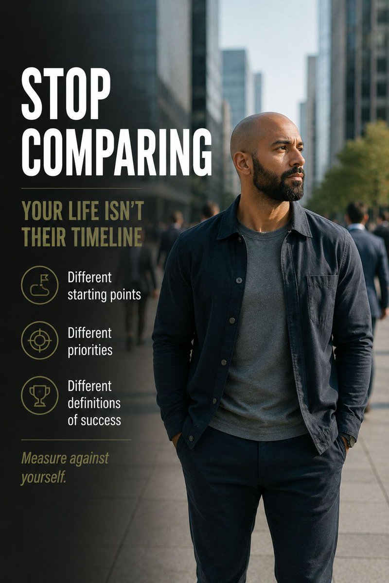 Maxenwelll's tweet photo. Constant comparison can turn someone else's timeline into a measure of your own life. Learn why focusing on personal progress can build greater confidence and clarity. #stopcomparingyourself #mensconfidence #socialcomparison #selfimprovement #mensmentalhealth https://t.co/ytk7b4BNjC