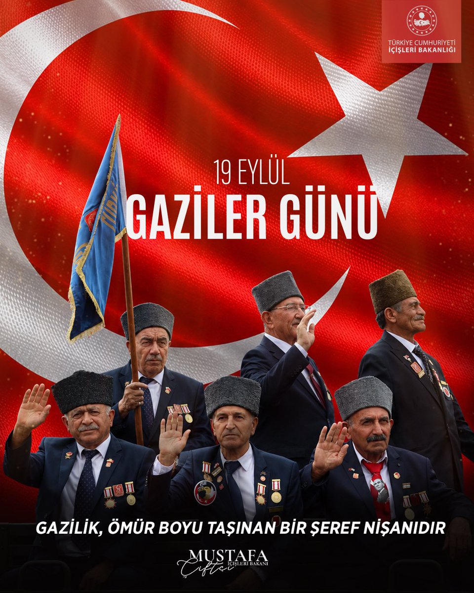 mustafaciftcitr's tweet photo. GAZİLİK, ÖMÜR BOYU TAŞINAN BİR ŞEREF NİŞANIDIR 🇹🇷

Vatanımız, bayrağımız ve mukaddesatımız uğruna canını ortaya koyan kahraman gazilerimizin 19 Eylül Gaziler Günü’nü kutluyorum.

Bizim inancımızda şehadet en yüce mertebelerden biri, gazilik ise ömür boyu taşınan mukaddes bir şeref nişanıdır.

Gazilik; “Vatan sağ olsun” diyerek gerektiğinde kendi canından vazgeçip milletinin istiklaline, istikbaline ve huzuruna sahip çıkmanın adıdır.

Muhterem Cumhurbaşkanımız @RTErdogan’ın liderliğinde hedefimiz Terörsüz Türkiye’dir. Bu hedef; şehitlerimizin aziz hatırasına sahip çıkmak, gazilerimizin fedakârlığını huzur, kardeşlik ve güvenle taçlandırmaktır.

Aziz şehitlerimizi ve ebediyete irtihal eden kahraman gazilerimizi rahmet ve minnetle yâd ediyor; hayatta olan gazilerimize sağlık, afiyet ve huzur dolu ömürler diliyorum.