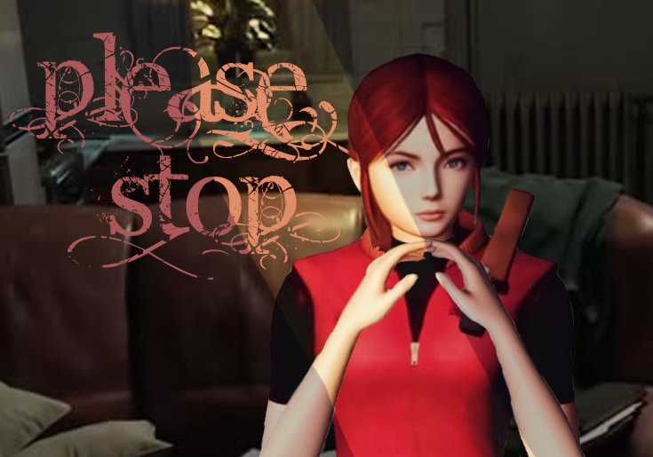 Tr4zhK1tty's tweet photo. How it feels to search up Claire Redfild and all you see are people shipping her with Leon cause of the bloodline joke https://t.co/w5vcr49KZY