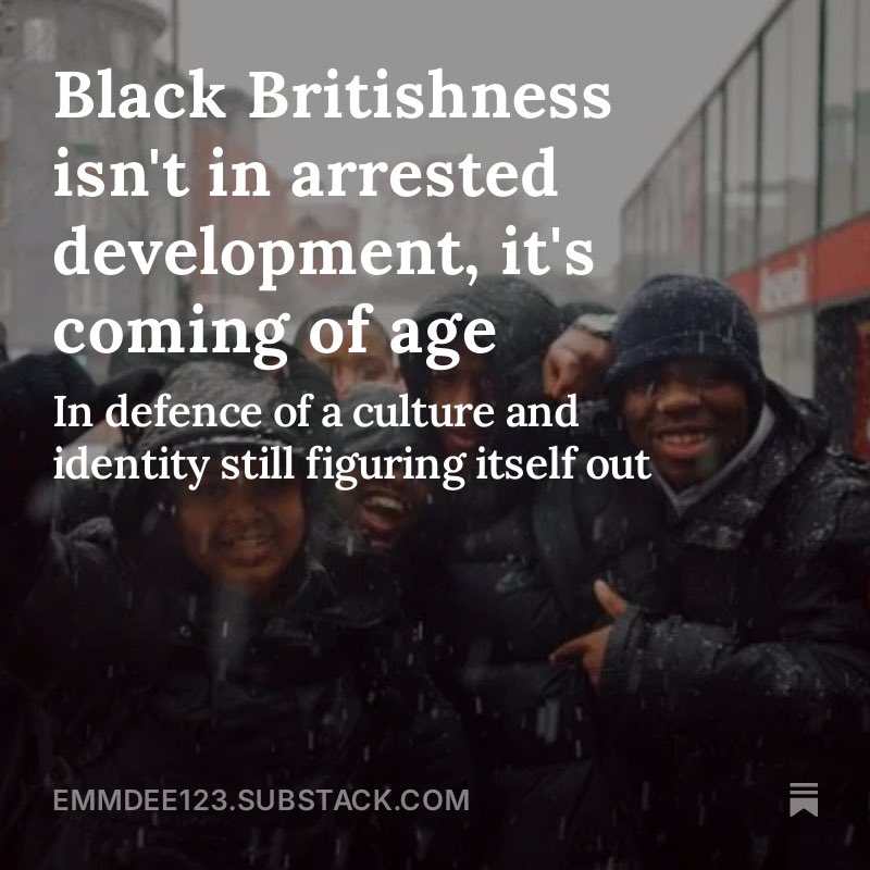 mishfiddydees's tweet photo. Wrote a response to the ‘Black Brits are stuck in Kidulthood’ YT video that’s going the rounds atm. I disagree with it on the whole but it’s part of an important conversation about being Black British 
Link>>> https://t.co/8VCmPwYKuW https://t.co/j7EhRziTq9