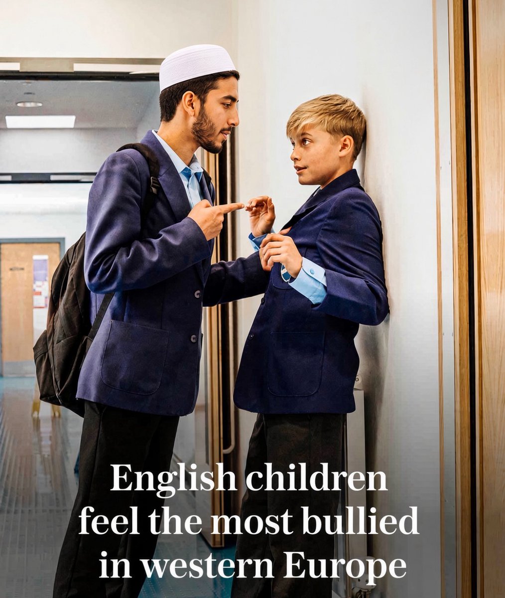 TheBritLad's tweet photo. 🚨NEW: A new study finds that white children are the most bullied children across Europe, with many failing to report incidents.

They hate us, they hate our children and our way of life.

They are disgusting. https://t.co/pyq50lY5ho
