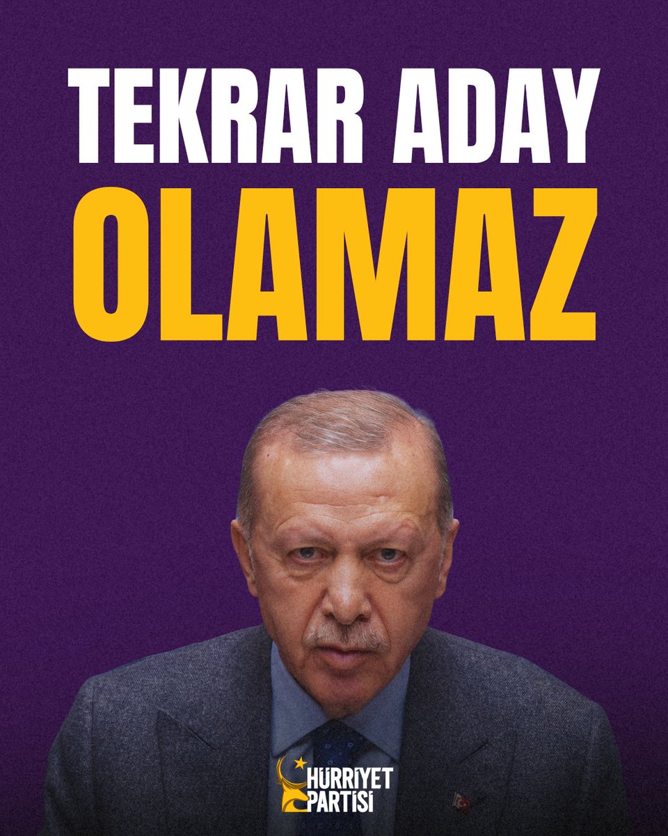 HurriyetPartiTr's tweet photo. ERDOĞAN TEKRAR ADAY OLAMAZ!

Recep Tayyip Erdoğan’ın, 2023’te olduğu gibi 2028’de de Cumhurbaşkanı adayı olması Anayasa’ya aykırıdır.

2017 yılındaki referandum ile hükümet sisteminde gerçekleştirilen değişiklik gerekçe gösterilerek geçmiş Cumhurbaşkanlığı dönemlerinin yok sayılması hukuken mümkün değildir.

16 Nisan referandumuyla hayata geçen Anayasa’daki değişiklik ile hükümet sistemi değişmiş ancak Cumhurbaşkanı’nın görev süresine ve kaç defa seçilebileceğine dair hükümlerde değişiklik yapılmamıştır.

Dolayısıyla 2014-2018 yılları arasında Cumhurbaşkanlığı görevini yürüten Recep Tayyip Erdoğan, 2018’de ikinci kez aday olmuş ve görev süresinin tamamını doldurmuştur.

Erdoğan, erken seçim niteliği taşımayan 2023 seçimlerinde üçüncü kez aday olarak millî mutabakatın en yüksek temsili olan Anayasa’yı açıkça çiğnemiştir.

Erdoğan’ın önümüzdeki seçimlerde de yeniden aday olacağı hükümet yetkilileri tarafından beyan edilmeye başlandı.

Oysa Anayasa’nın 101. maddesi açıktır:
“Bir kimse en fazla iki defa Cumhurbaşkanı seçilebilir.”

Cebren ve hile ile gerçekleştirilen eylemler, sadece “gerçekleştirilebildiği” için meşru hale gelmezler. Erdoğan’ın zor kullanarak Cumhurbaşkanı adaylığını ilan edebilecek olması kamuoyunun bu adaylığın meşruluğunu sorgulamasına engel olmamalıdır. Millî mutabakat, bir şahsın siyasi ikbaline terk edilemeyecek kadar mühim ve değerlidir.

Hürriyet Partisi olarak hür ve müreffeh bir memleketin ancak hukukun üstünlüğünün hâkim olduğu, anayasal düzenin korunduğu bir hukuk devletiyle mümkün olduğuna inanıyoruz. Türkiye’yi orman kanunlarıyla yönetenlere karşı mücadelemizi sürdüreceğiz ve elbet muvaffak olacağız!