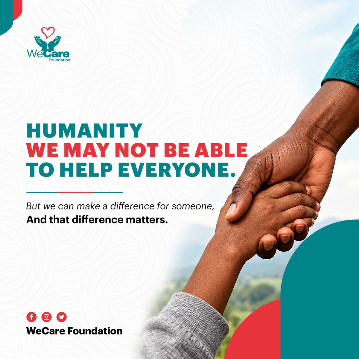 WeCare_RW's tweet photo. WE MAY NOT BE ABLE
TO HELP EVERYONE.

But we can make a difference
for someone.

And that difference matters.

#WeCareMoment https://t.co/gB23ZIGqc3
