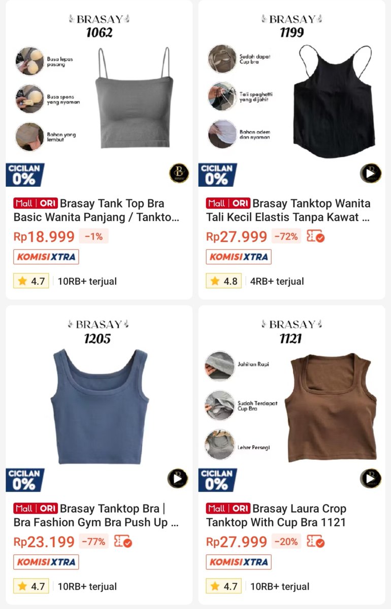 lyliaa44's tweet photo. PLISSS MAKASIH BGT UDAH MUNCUL DI BERANDA 😭🫵

in this economy, nemu brand mall ori yang jual tanktop bra seharga seblak, happy banget plss 😭🤍 https://t.co/qQQRw3wdr3
