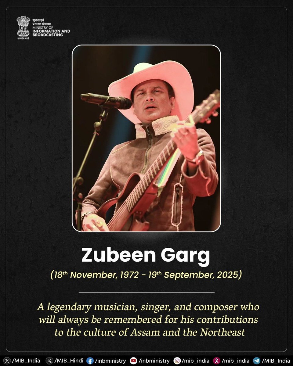 UpendrraRai's tweet photo. Assam remembers iconic singer, composer and #CulturalFigure #ZubeenGarg on his first death anniversary today. Various events and programmes are being organised across the state to pay tribute to the artist, whose music continues to resonate with millions. The state is also observing a three-day #ZubeenDivas from September 17. Thousands of admirers have gathered at #ZubeenKshetra in #Sonapur near #Guwahati to pay their respects and celebrate his enduring legacy.