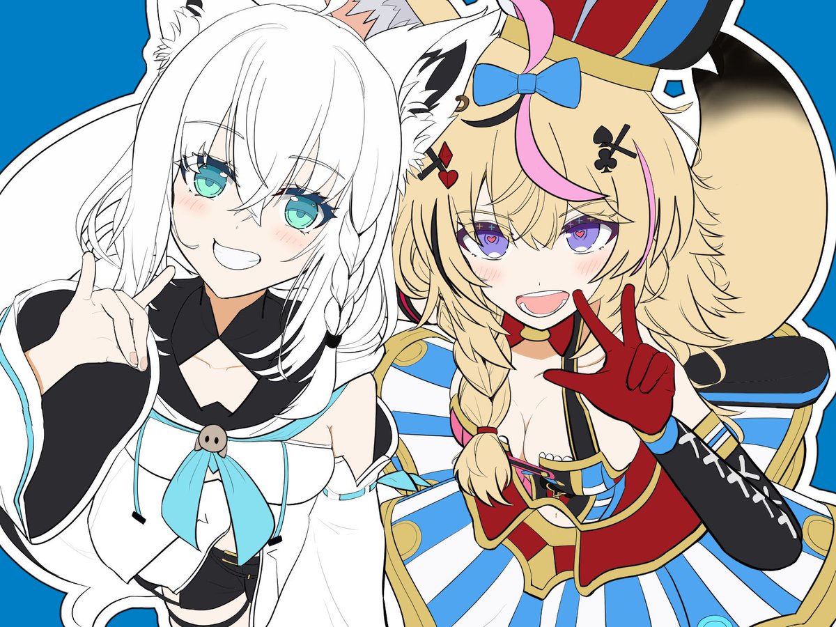 endoutengu's tweet photo. 狐族密会🌽🎪
#絵フブキ　#絵まる https://t.co/6HvNOIYtRU