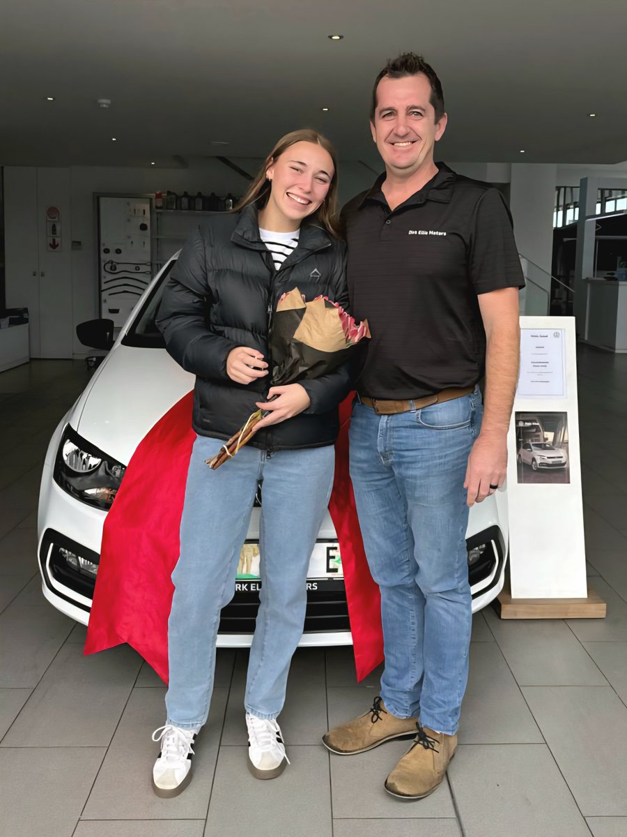 DirkEllisVW's tweet photo. Congratulations Miss Greeff on the purchase of your #Volkswagen Polo Vivo! Here’s to the road trips, the quick trips, the spontaneous trips and all the #VW memories in between.

Proudly handed over by Werner Olivier. Safe travels and happy driving! https://t.co/agvfwhtS0w