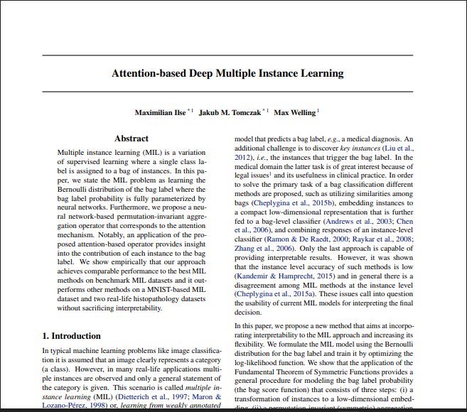 Alafiade1's tweet photo. I am currently  reading the Attention-based Deep Multiple Instance learning to understand how it could be applied when processing whole slide images. I decided to take a look at their source code where they split the MNIST data into bags. https://t.co/yNNVkV4jtq