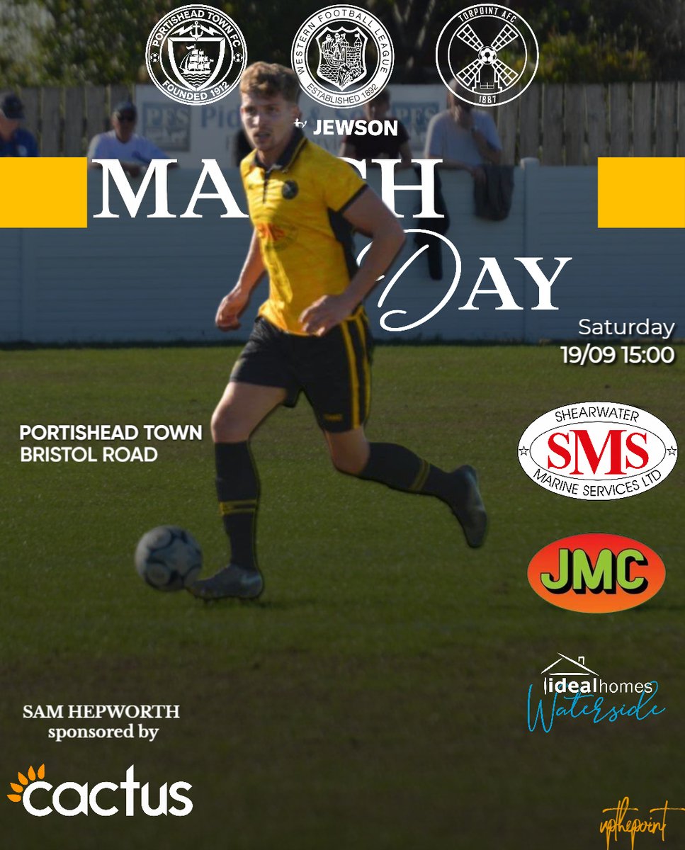 torpointafc's tweet photo. | 𝐈𝐓'𝐒 𝐌𝐀𝐓𝐂𝐇𝐃𝐀𝐘𝐘𝐘

Back on the road as we travel to Bristol where we face @PortisheadTown  in the @_WesternLeague_ .

Sam Hepworth is sponsored by @Cactus_Ind_Ltd 

Shearwater Marine Services Ltd
JMC Mechanical Electrical &amp; Air Con
Ideal Homes &amp; Ideal Lettings https://t.co/xNWVLegAP1