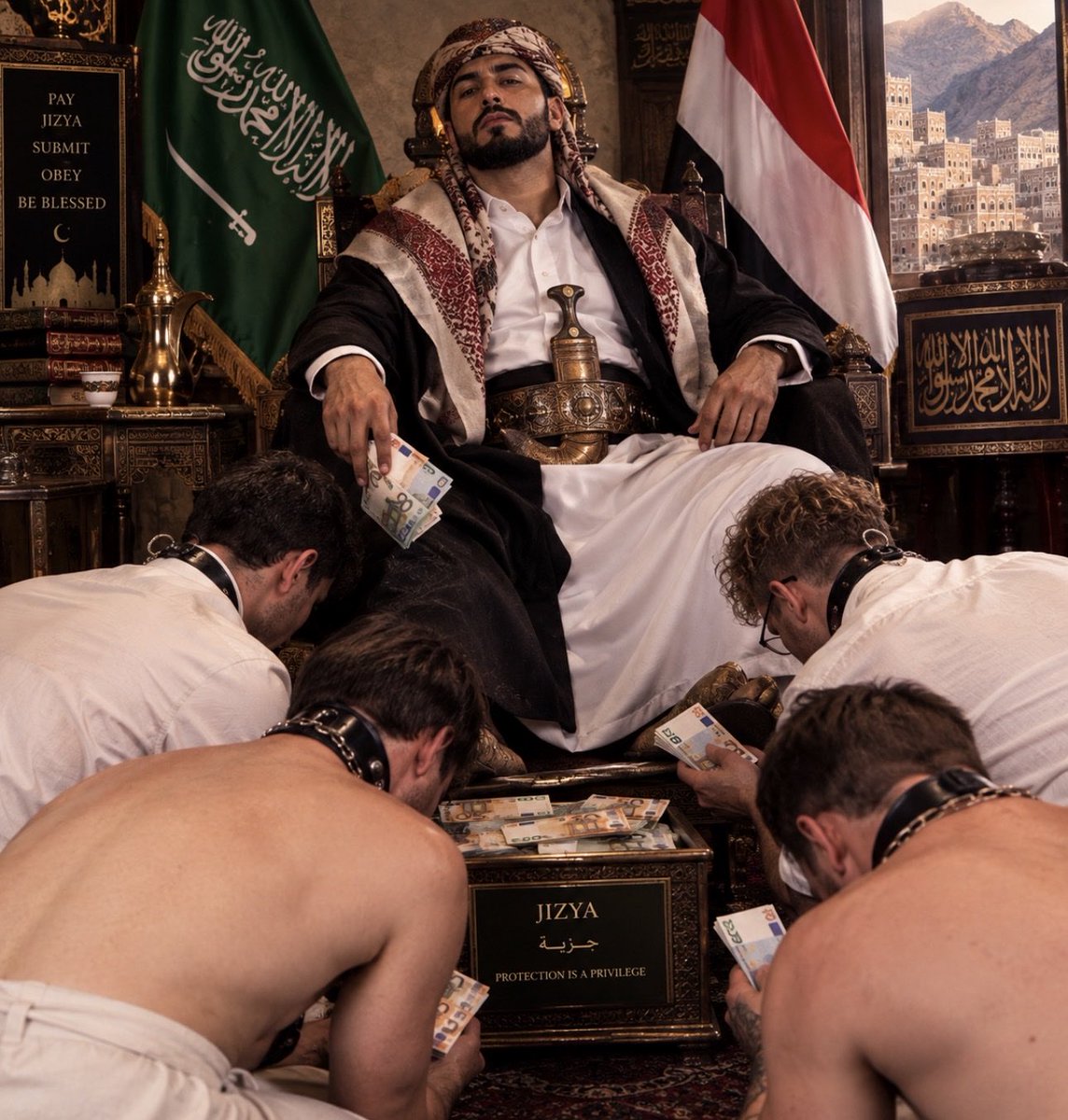 YemenMuzzMaster's tweet photo. Pay your  جِزْيَة to be protected under MNWO ☪️🇾🇪💶

#muslimmaster #findom #cashslave  #cashalpha #cashfag #cashking #tiny  #macro #giant #cashcow #paypig #white #slave #sissy #cashmaster #jizya #muslim #humanatm #walletrape #drain #muslimrule #MNWO https://t.co/pkoN6Enh3F
