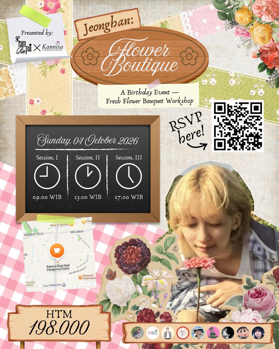 ayangseungcheol's tweet photo. #JeonghanFlowerBoutique: OPEN 💐

Celebrate our dearest angel’s birthday by arranging your own pretty bouquet with us

🗓️ Sunday, October 4th 2026
📍 Sakara Kopi Bali, Panglima Polim

Secure your slot now! https://t.co/D4XTTbFsBx

#SEVENTEEN #정한 #JEONGHAN https://t.co/SVVbPSI7cH