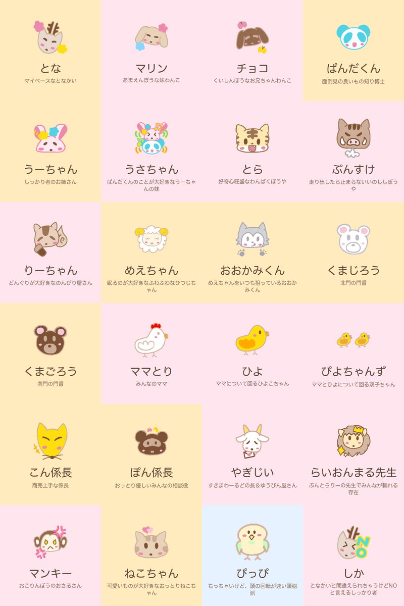 honwaka_animals's tweet photo. あにまるず24匹、これで全員紹介できました🐾
のんびり2週間ちょっとで、ここまで来られました。
見てくださったみなさん、ありがとうございます。
好きな子がいたら、こっそり教えてください🦌

#ほんわかあにまるず #ゆるいイラスト 
#イラスト好きな人とつながりたい https://t.co/HTU8Iua6iU