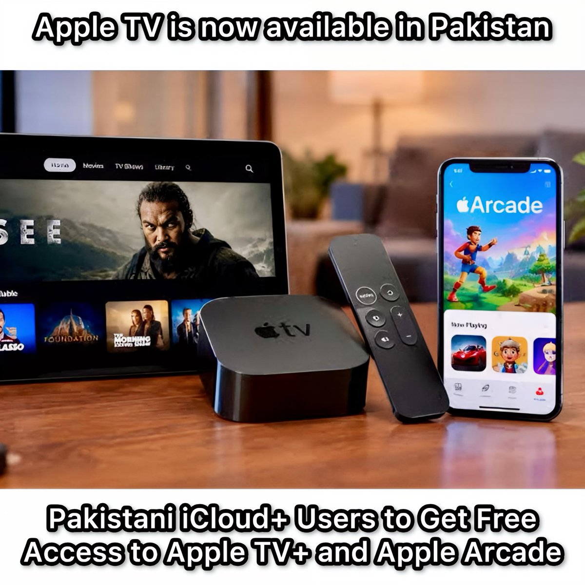 XakiTech's tweet photo. 🚨 Big News for Apple Users in Pakistan! 🇵🇰
Apple TV+ and Apple Arcade are now officially available. Plus, if you have an active iCloud+ subscription, you get free access to Apple TV+ and Apple Arcade! Time to upgrade your binge-watching and gaming sessions. 🍿🎮✨ https://t.co/ns9P071YKN