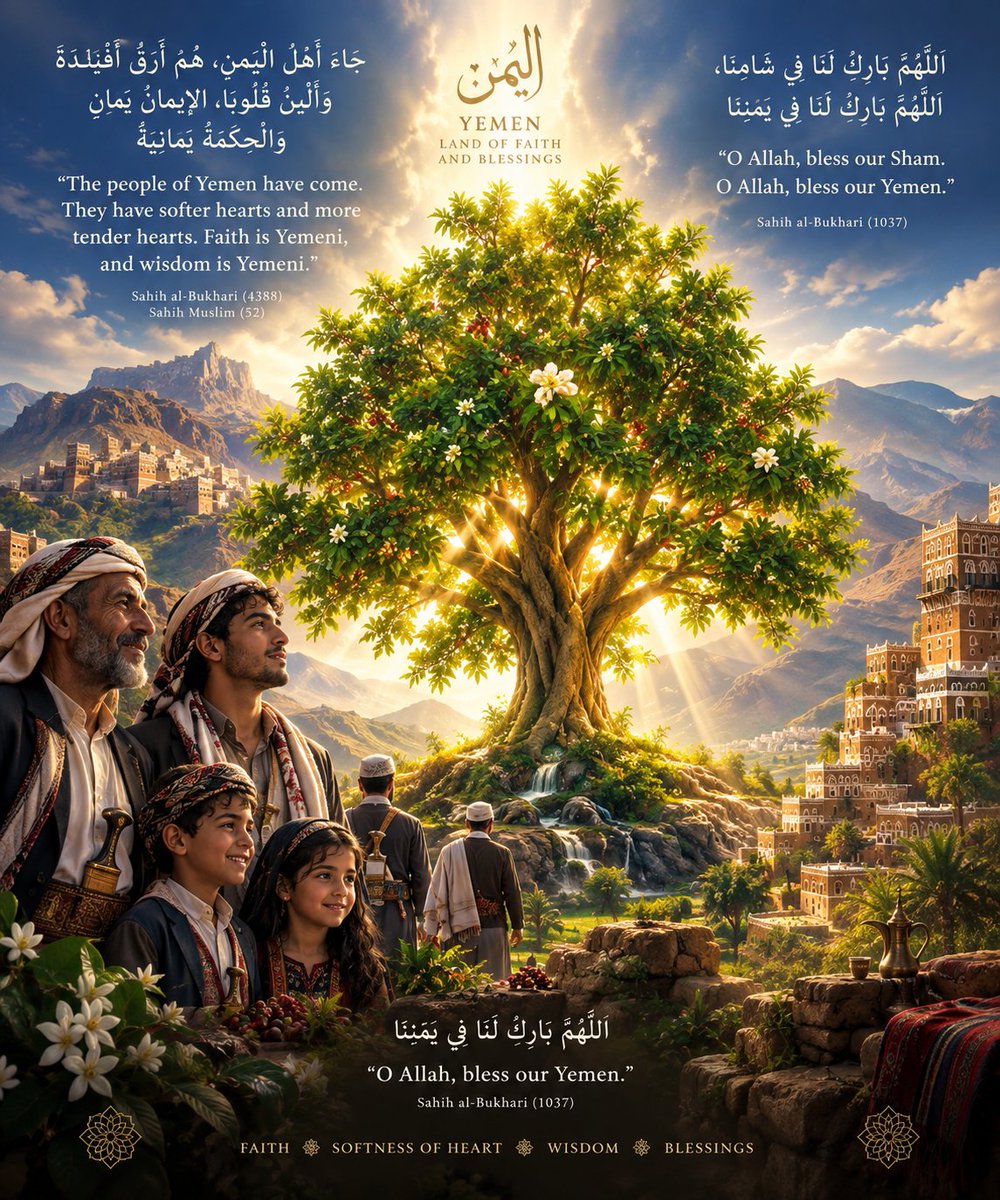 BaramcO53232's tweet photo. There is many hadiths from the Prophet saw telling us the virtues of the Yemeni people so whoever stands with the Yemenis has trule obeyed the Prophet saw.

“The people of Yemen have come. They have softer hearts and more tender hearts. Faith is Yemeni, and wisdom is Yemeni" https://t.co/82lfNDJULt