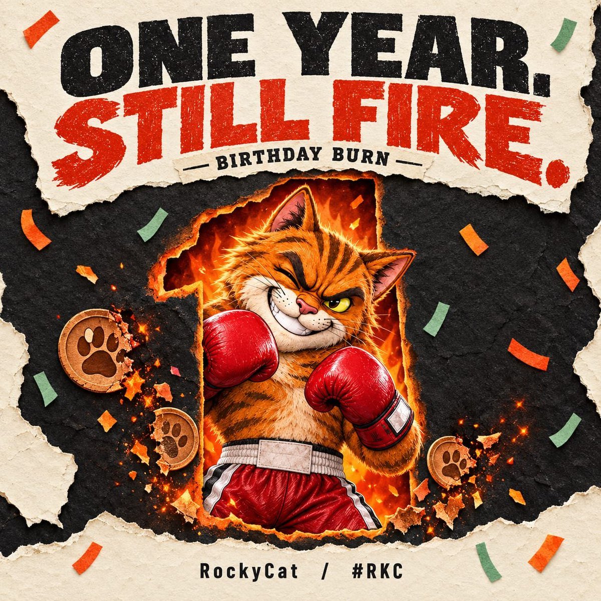 FortuneOgh13289's tweet photo. Happy 1 Year Anniversary to @RockyCat #RKC  something big is coming 🔥🚀 , 

0x860de30baf288efaefd90f2700358d26d4fc4444 https://t.co/nveW0KBaVl