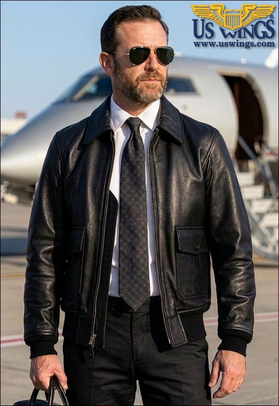USWingsCom's tweet photo. Like the look of the G-1 but don't like the fur collar? Our Cooper Original G-2 (https://t.co/whiV8HsCjH) is the jacket for you. In classic black, this jacket is dressy enough for a business executive while still being perfectly suited for casual wear https://t.co/rbEf0S9kP7