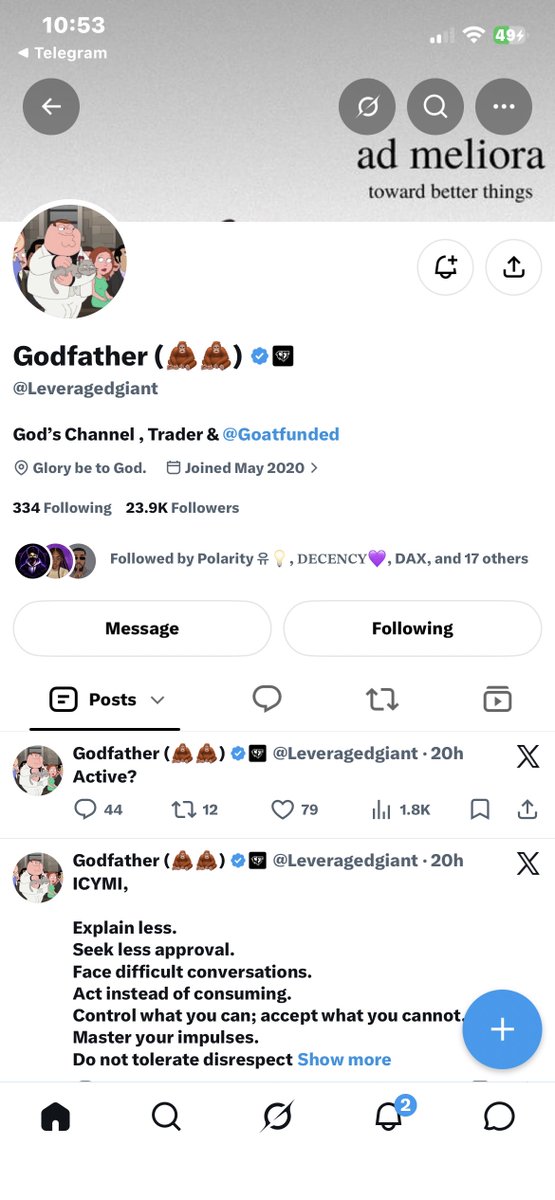 TradewithDrey's tweet photo. @TpwithPolarity @GoatFunded @EdwardXLreal @Leveragedgiant @CableAnalyst BOSS ABEG NAH

@brainiactrades @cryptolyxe @Bliss41922 https://t.co/Mlz3NpXxKt