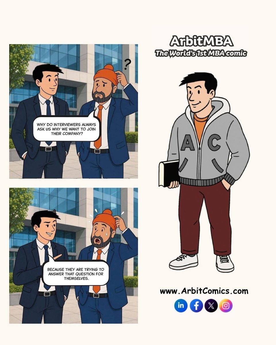 ArbitMBA's tweet photo. When Interviews become self-reflections!
#MBAMemes #MBALife #ArbitMBA #InterviewHumor #CorporateLife https://t.co/2zQOdEWWsG