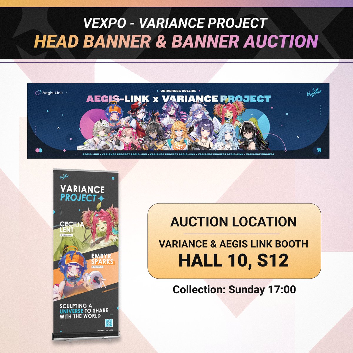 Variance_Pro's tweet photo. 🎎【VeXpo Auctions】🎎

Interested in winning a standee of your oshi? Or perhaps one of our beautiful booth banners? Place your bids at our booth S12 in Hall 10. For more information, please speak to one of our booth attendees. https://t.co/WWqykFDqaO