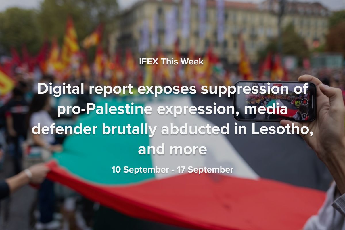 IFEX's tweet photo. This week in #FreeExpression:

🔹 #Palestine: Policies and state pressure restricting online speech.

🔹 #Africa: Regional body calls on to investigate abusive lawsuits. 

🔹 #Europe: Networks express deep concern over media takeover. 

Read #IFEXThisWeek: https://t.co/AV8x3Th5kK https://t.co/qotZxGVpnR