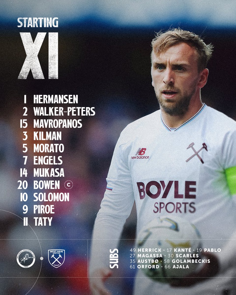 WestHam's tweet photo. Today’s teamsheet 📋 https://t.co/EmrxYRhsPd
