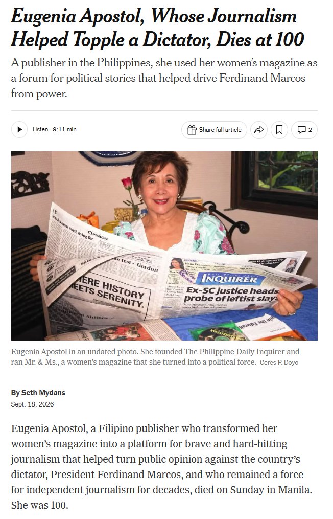 ohlistic's tweet photo. Eggie Apostol receives that rare tribute for Filipino public figures - a New York Times obituary https://t.co/pwJAG1rBJ9