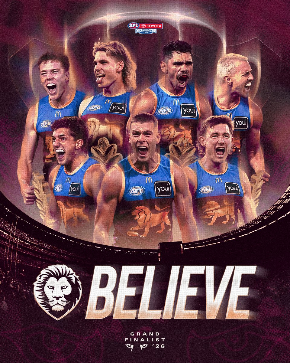 brisbanelions's tweet photo. We are heading to the Grand Final for the for the fourth year in a row! Better start Believing 🦁 https://t.co/odh1tUPfAr