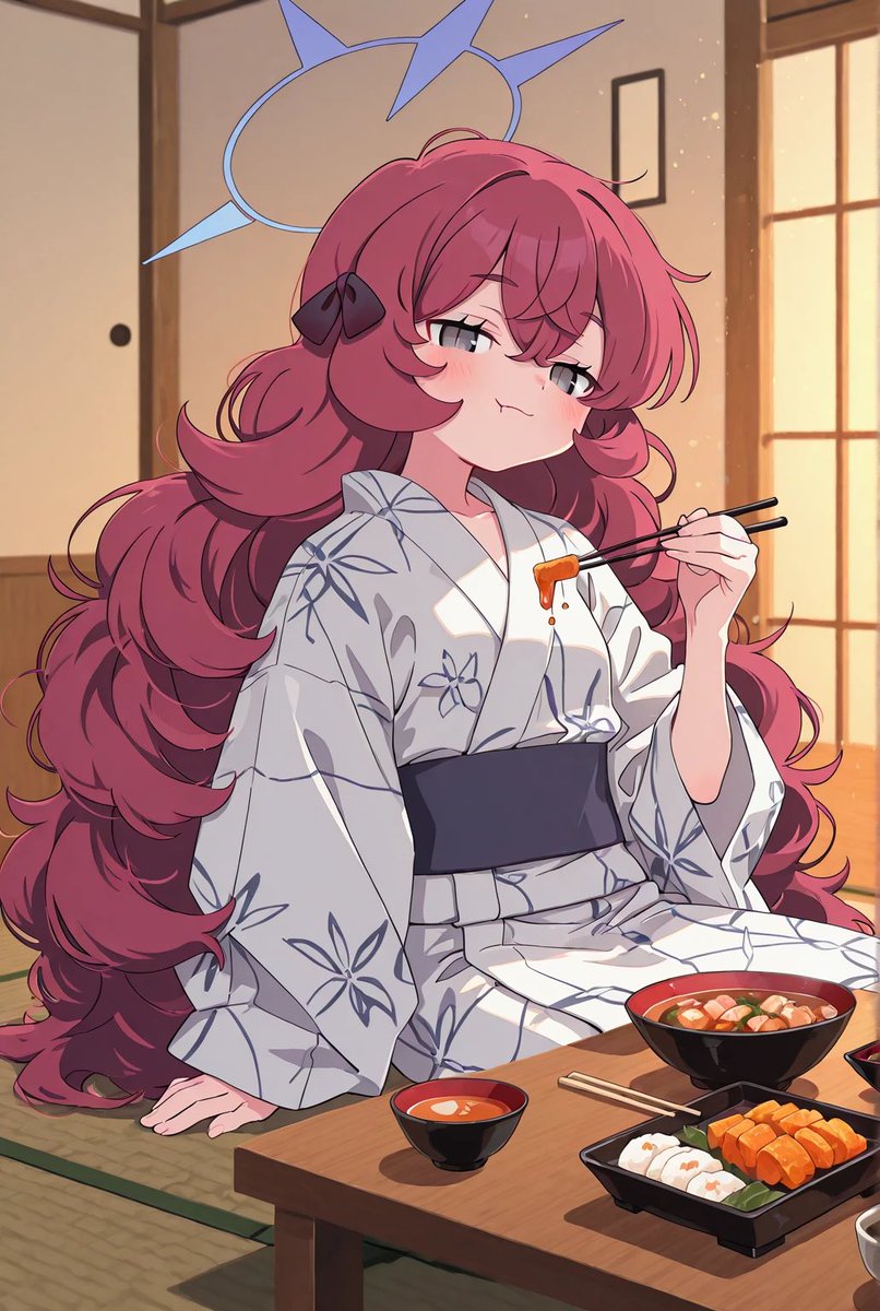 osuinko's tweet photo. 「 温泉のあとのご飯って、こんなに美味しいんですね。」

#ブルアカ #イロハ https://t.co/HEDUJICGES