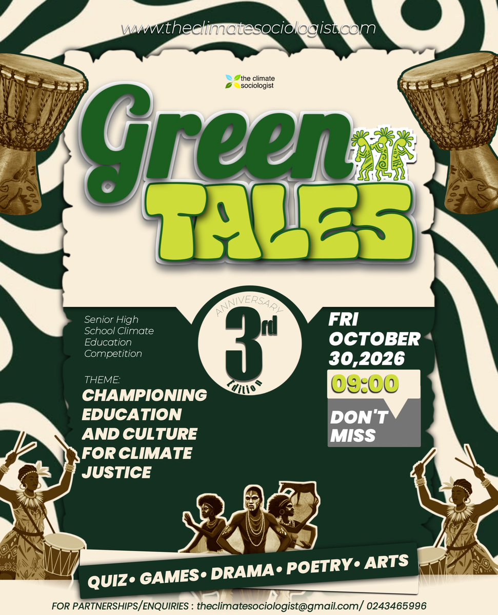 TheClimateSoc's tweet photo. 🎭🌍 Road to #GreenTales2026

Creative arts can educate, preserve culture and inspire climate action. 🌱🎨

#GreenTales2026 #CreativeArts #Theclimatesociologist https://t.co/8u6lSV6NZP