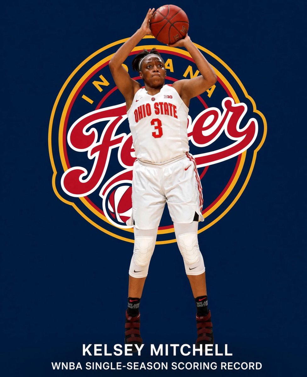 OSUHoopsInsider's tweet photo. Kelsey Mitchell has made WNBA history!

The former Ohio State star is now the league’s all-time single-season scoring leader, surpassing 1,023 points with the Indiana Fever and she is not done yet! https://t.co/PpyHWtOwXf