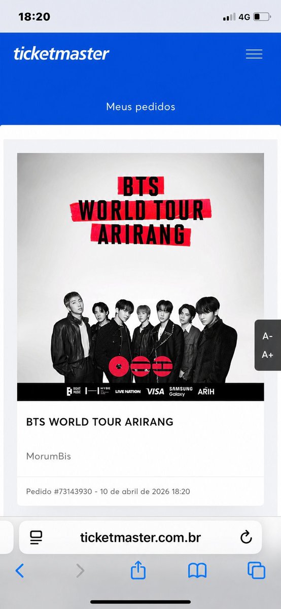 IKarna003's tweet photo. ‼️ SELLING 2 TICKETS FOR THE BTS WORLD TOUR ARIRANG SHOW‼️

Stands: 350.00

Half-Price Floor: 650.00

🚨I'll do buyticket for both our safety 🎫 And I accept card 💳🚨

TAGS; BTS,tickets,
btss,buy,sell,bts,sale btss, selling bts, BTS Brasil,someone,show,@Ticketmaster https://t.co/fQvNkoS1MU