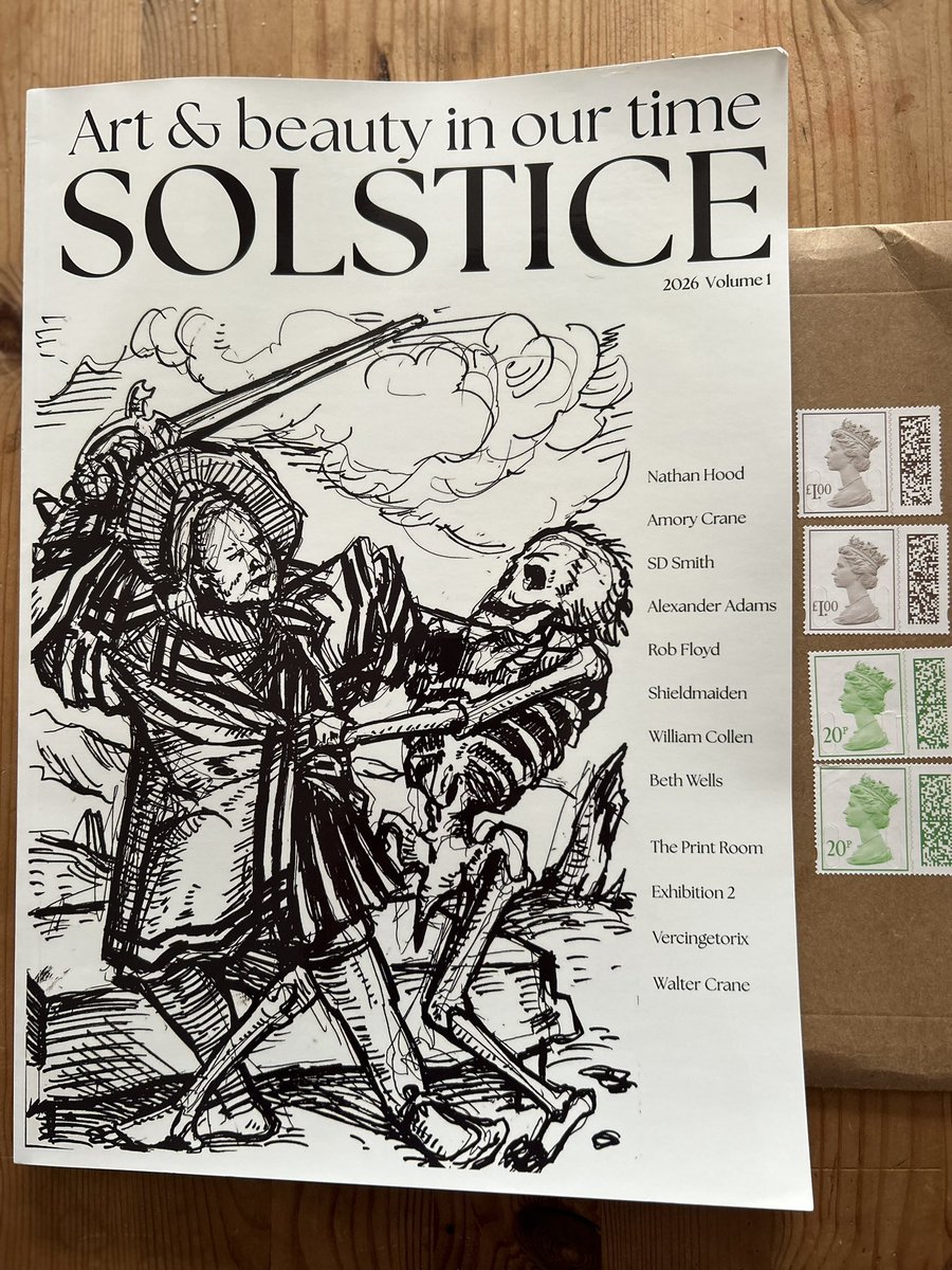 BLIXA_T's tweet photo. I purchased this. I am curious about this idea of renewing western civilisation through art. It arrives just before the equinox - the synchronicity is pleasing - in a brown envelope with real postage stamps. https://t.co/NYNw4ONpvD