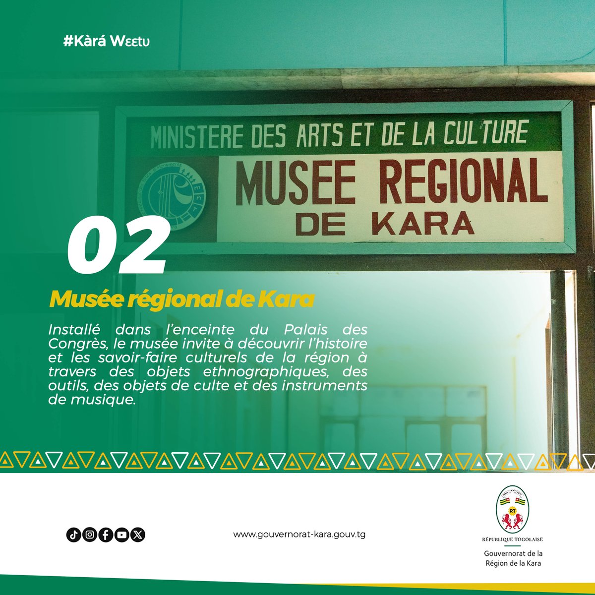 GouvKara's tweet photo. Entre patrimoine, histoire, culture, commerce et vie urbaine, la ville de Kara se raconte aussi à travers les lieux qui façonnent son identité et son dynamisme.

Pour cette première sélection, découvrez 5 lieux emblématiques de la ville. 👇🏾

#GouvernoratKara #RegionKara https://t.co/6YXtK0ohiz