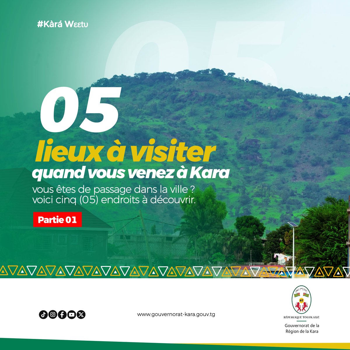 GouvKara's tweet photo. Entre patrimoine, histoire, culture, commerce et vie urbaine, la ville de Kara se raconte aussi à travers les lieux qui façonnent son identité et son dynamisme.

Pour cette première sélection, découvrez 5 lieux emblématiques de la ville. 👇🏾

#GouvernoratKara #RegionKara https://t.co/6YXtK0ohiz