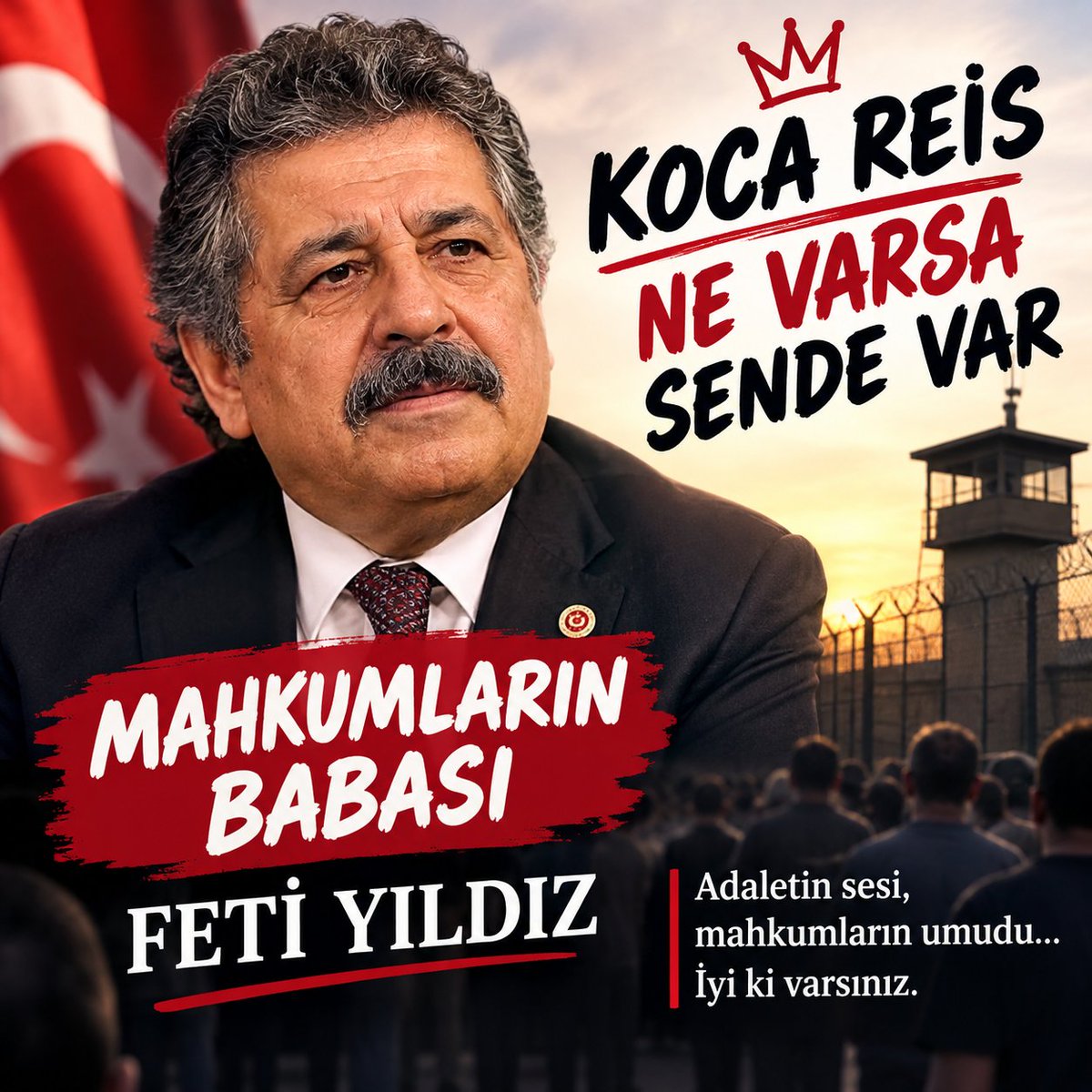 SakirY61702's tweet photo. Koca Reis, ne varsa sende var! 🇹🇷
Mahkûmların sesi, umudu, babası.
Rabbim yolunuzu açık, gönlünüzü ferah eylesin🤲.

@YildizFeti @dbdevletbahceli @MHP_Bilgi 

#AdliMahkumaEşitYasa #DisiplinAffı #ŞTGA #TCK220 https://t.co/yC1GfMk2HG