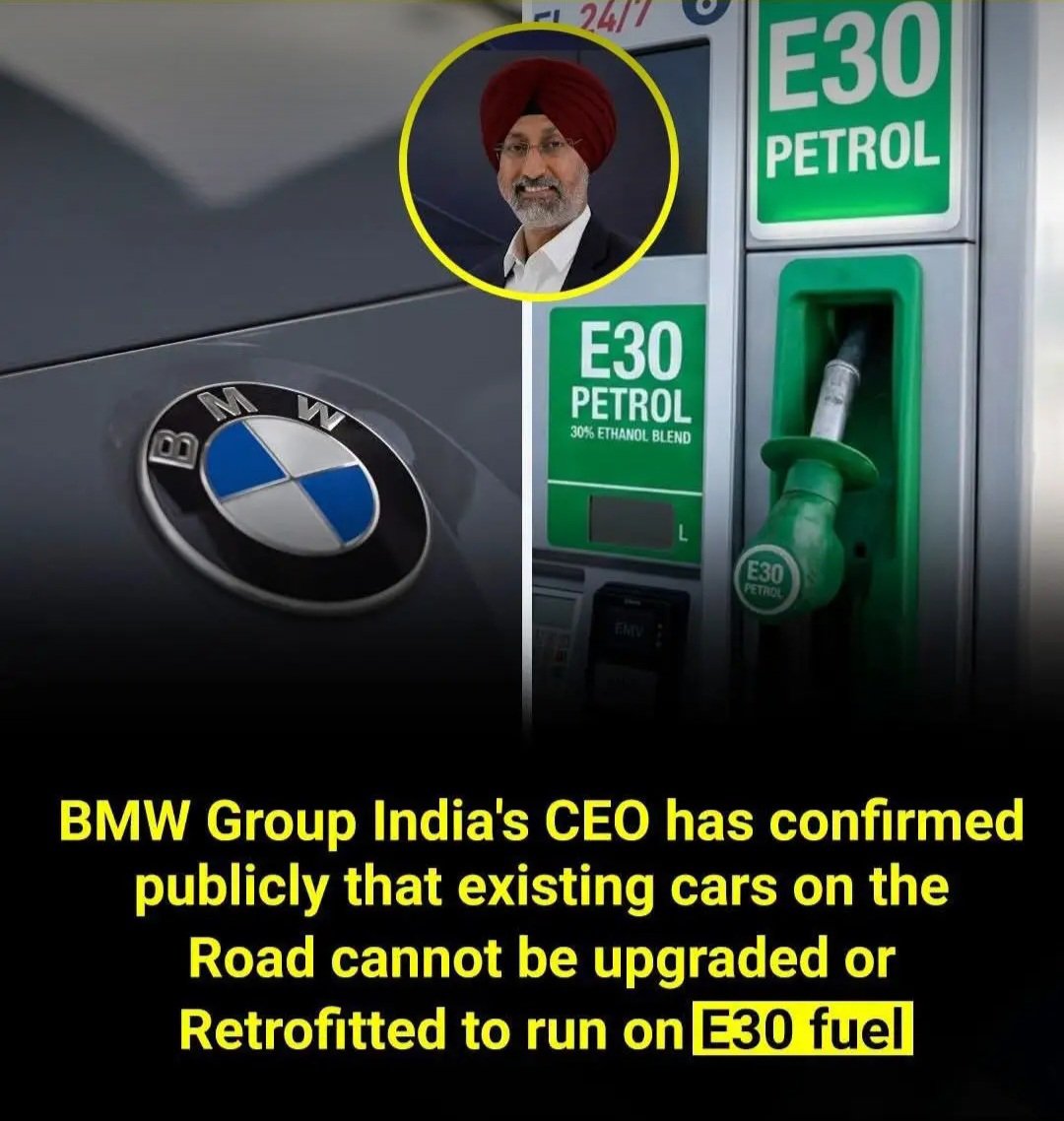 Swaritverse27's tweet photo. BMW India CEO Hardeep Singh Brar says most cars currently on Indian roads aren’t compatible with future E30 fuel. As India debates higher ethanol blends, a key question remains: how will existing vehicles be affected?
#E30 #Ethanol #Automotive #India https://t.co/129OzixtiM