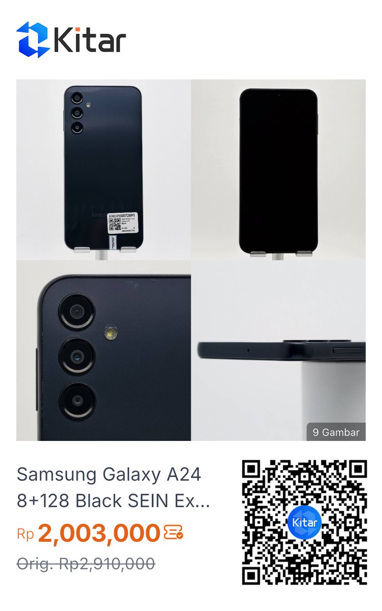 KeidoKitar's tweet photo. WTS Samsung A24 8/128 SEIN
Noservis
Gratong
Cicilan 0%
Garansi 12 bln
Gratis retur 7 hari
Dapat Dus, charger, casing, sertif resmi.
Download app Kitar 
https://t.co/Okbhv0PHUO 
Voc code: 37FKYK 
Pakai utk diskon+
Price ~2.003k
Mau diskon lagi? Dm/wa di bio ytta 🫣🤭 https://t.co/G3MBmJ3tsh