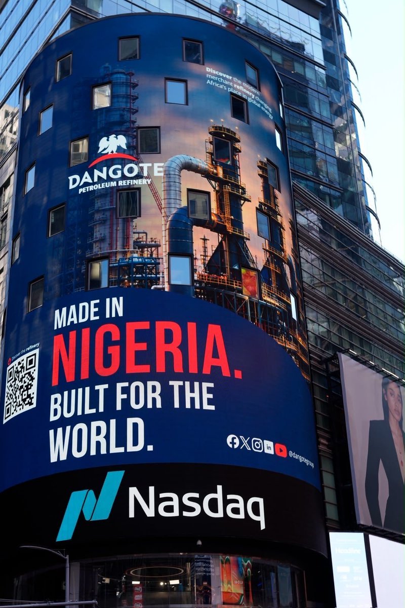 Promado_1's tweet photo. 🚨 DANGOTE REFINERY TAKES OVER TIMES SQUARE 🇳🇬🇺🇸

Dangote Refinery’s $1.6B IPO has made its way to New York, with the offering now being promoted on massive Times Square billboards.

Africa’s biggest IPO is getting global attention. https://t.co/6wxFYryTnB
