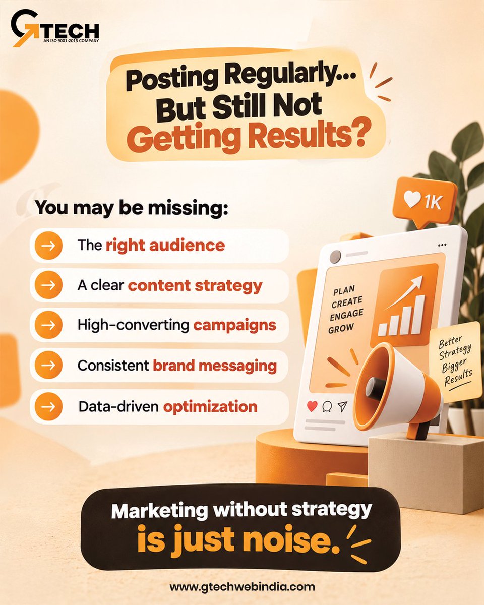 GtechWebIndia's tweet photo. Stop guessing. Start growing. 📈

Turn your marketing efforts into real business results with strategy-led campaigns by GTech Web India. 🚀

🌐https://t.co/BhcgQSiWVW

#gtechwebindia #digitalmarketing #businessgrowth https://t.co/Mjs1c09NpU