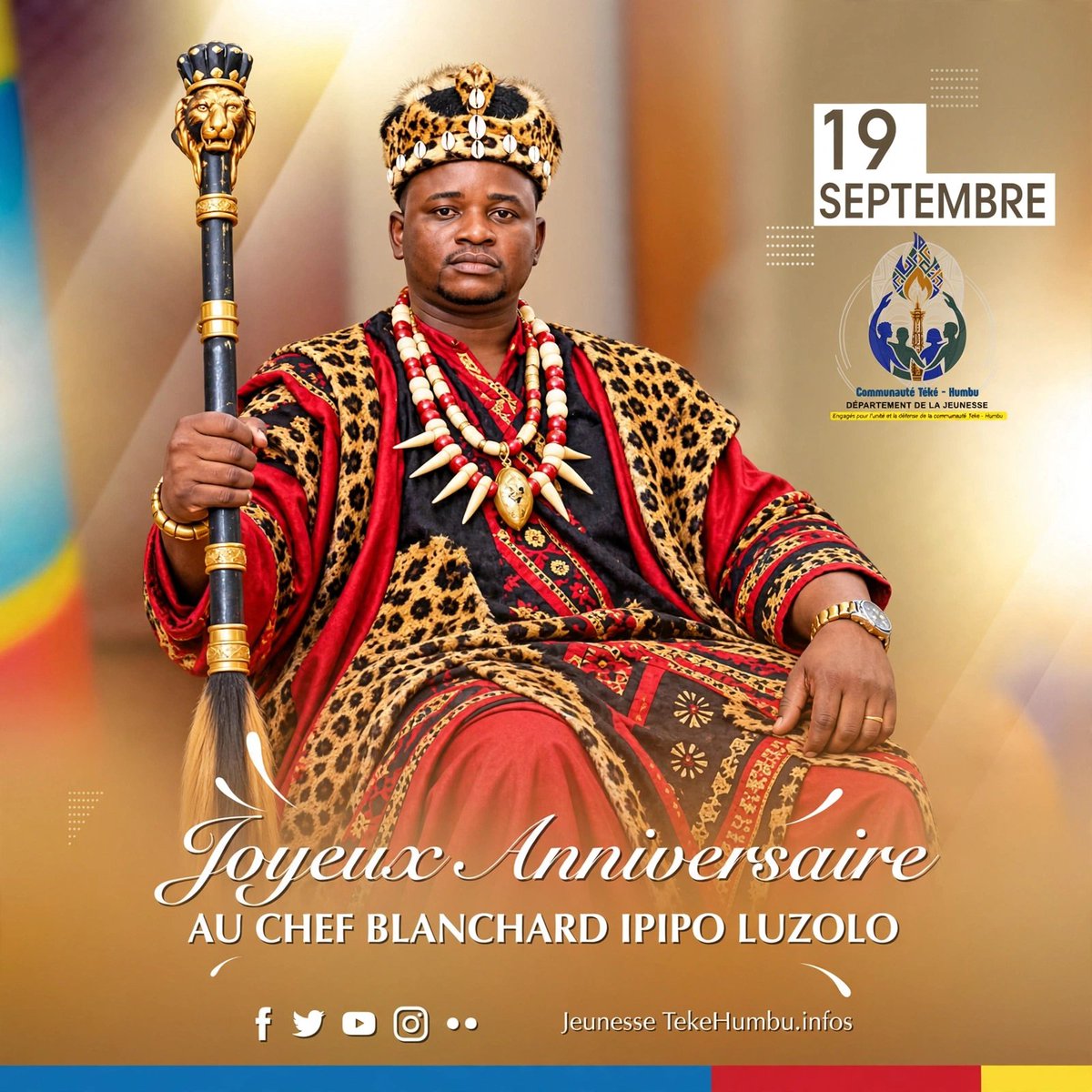 JTH_Kinshasa's tweet photo. HEUREUX ANNIVERSAIRE, CHEF BLANCHARD IPIPO LUZOLO !🎉

La Jeunesse Téké - Humbu vous souhaite santé, longévité et prospérité.

Joyeux anniversaire, Chef ! 🎉

 _Engagés pour l'unité et la défense de la communauté Téké - Humbu_ 

 Cellule de Communication JTH https://t.co/BDoqUsEC4G