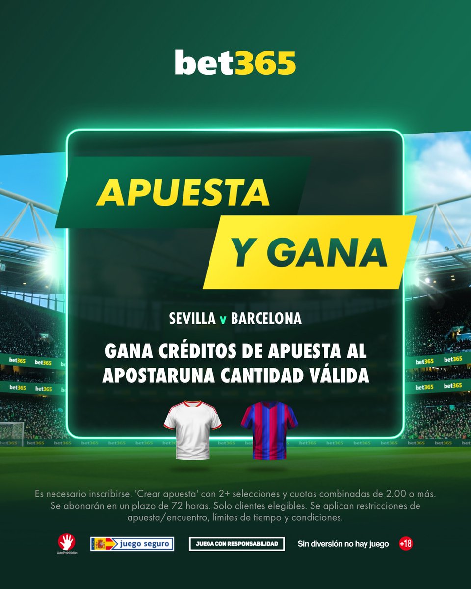 bet365_es's tweet photo. La oferta de todos los sábados 🤩

Apuesta y gana un 50% de vuelta en créditos.

Haz clic para inscribirte.